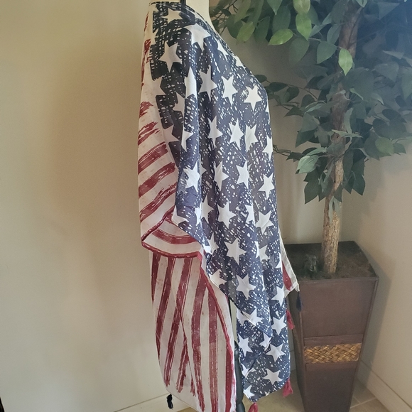 NEW American Flag Short Sleeve Kimono Wrap - Picture 10 of 12